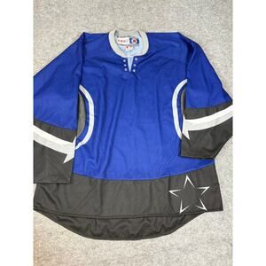 VINTAGE CCM NHL Hockey Jersey Mens XL Blue Star Lace Up 90s Sports Athletic